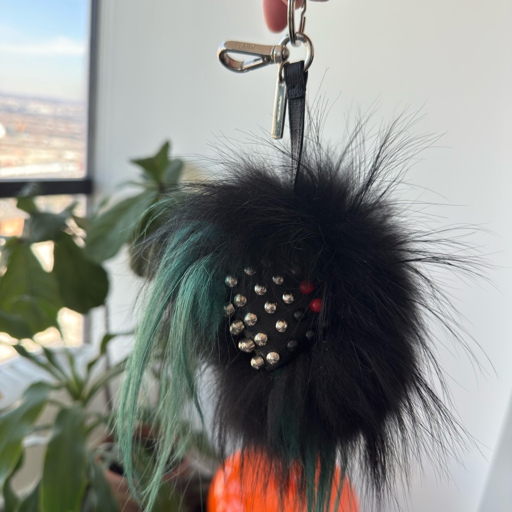 Fendi Black and Green Key Card Holder